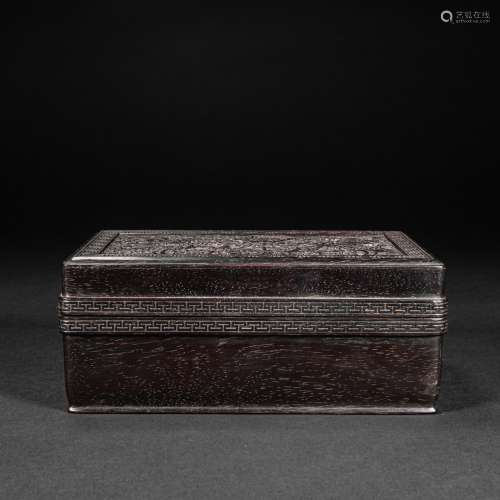 CHINESE ROSEWOOD SQUARE BOX, QING DYNASTY