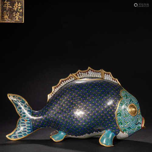CHINESE CLOISONNÉ BLUEFISH, QING DYNASTY