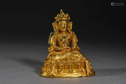 Pure gold Buddha statue of Qing Dynasty