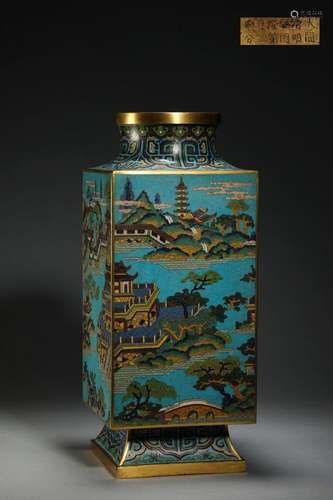 Cloisonne square bottle in Qing Dynasty