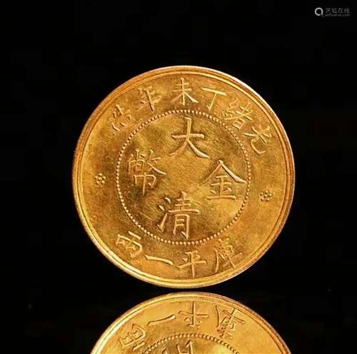 Pure gold coins of Qing Dynasty