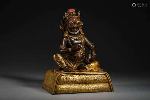 Bronze gilded God of wealth in Qing Dynasty