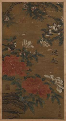 Silk scroll of Lu Zhi flowers and birds