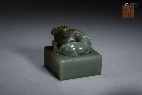 Jade double cow seal of Qing Dynasty