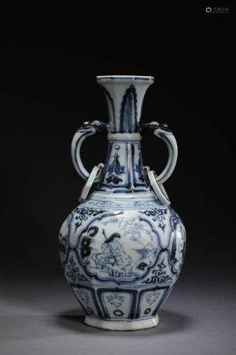 Blue and white figure vase