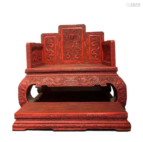 Carved lacquer throne of Qing Dynasty