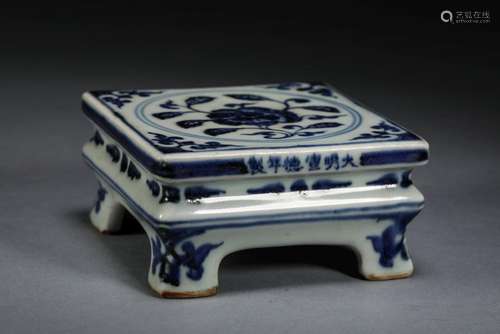 blue and white square table