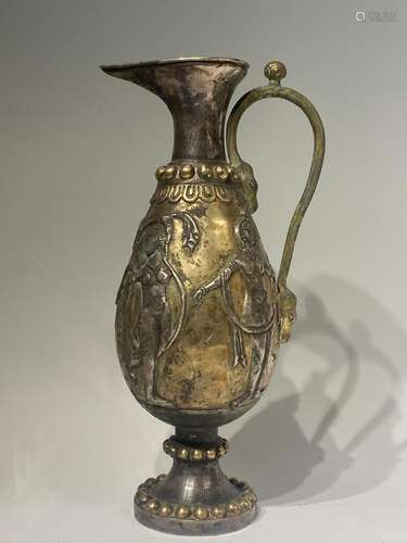 Silver gilded Persian pot