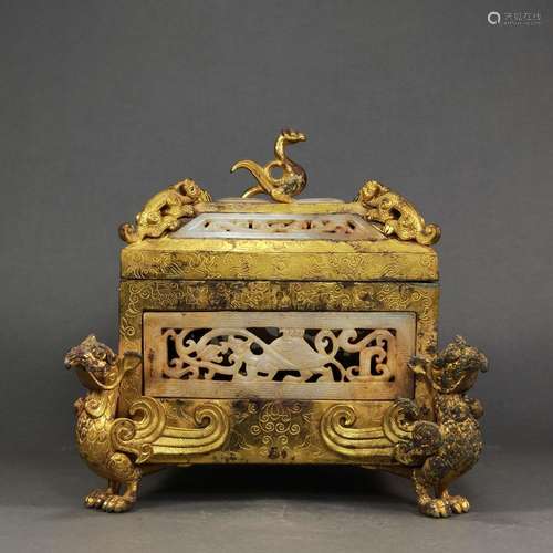 period gold inlaid jade fragrance