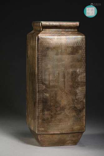 Porcelain body wrapped silver vase in Qing Dynasty