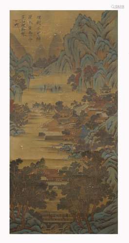 Song Huizong's green landscape silk scroll