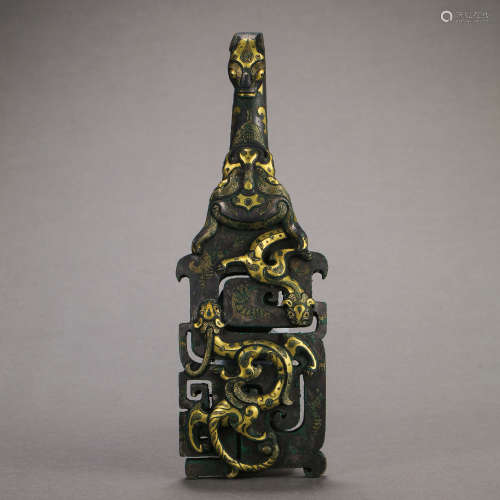 CHINESE WARRING STATES PERIOD BELT HOOK INLAID WITH GOLD AND...