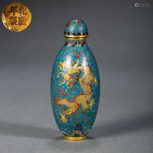 CHINESE QING DYNASTY COPPER TIRE CLOISONNÉ SNUFF BOTTLE