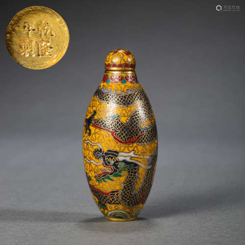 CHINESE QING DYNASTY COPPER TIRE CLOISONNÉ SNUFF BOTTLE