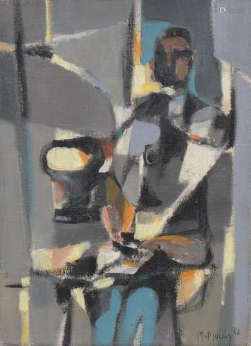 Marcel MOULY (1918-2008)<br />
Homme à la table ou Intérieur...