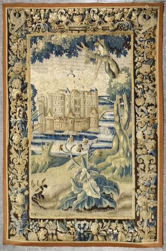 AUBUSSON<br />
Panneau de tapisserie en laine et soie représ...