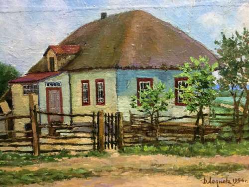 House in the village of Hoteni oil painting Lednev Edward Dm...