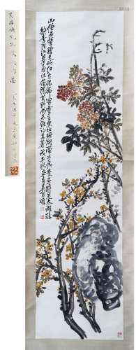 PREVIOUS LAOSHE COLLECTION CHINESE SCROLL PAINTING OF FLOWER...