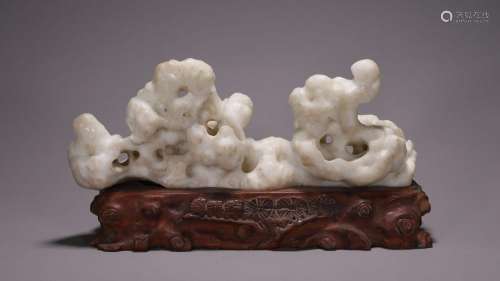 CHINESE WHITE JADE SCHOLAR TABLE ROCK
