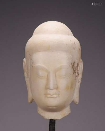 CHINESE WHITE MARBLE BUDDHA HEAD