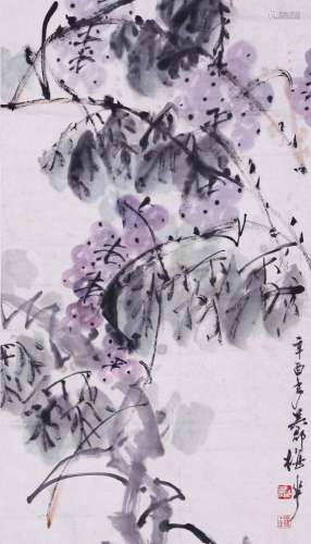 CHINESE SCROLL PAINTING OF GRAPE SIGNED BY MEIHUA
