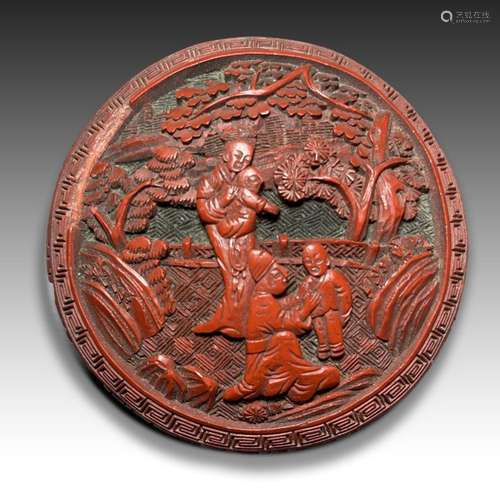 A CIRCULAR CHINESE CINNABAR LACQUER BOX, QIANLONG PERIOD (17...