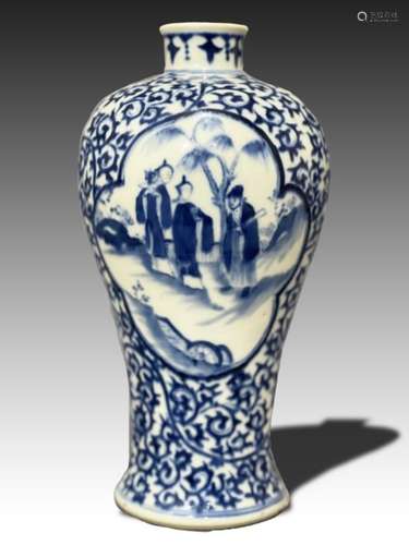 A CHINESE BLUE & WHITE MEIPING VASE, WITH KANGXI MARK, Q...