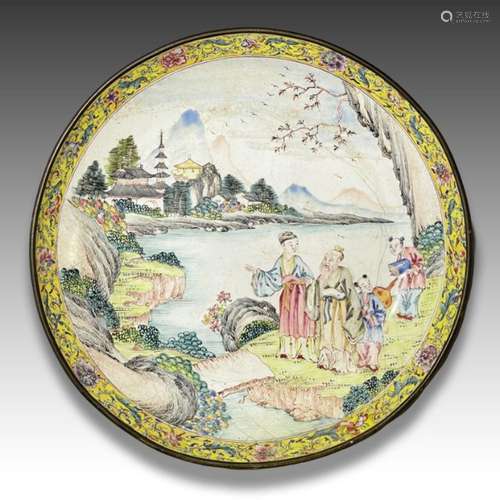 A CHINESE CANTON ENAMEL PLATE, QIANLONG PERIOD (1736-1795)