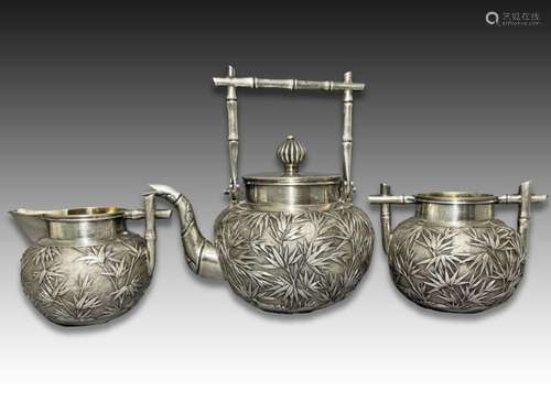 A CHINESE SILVER TEASET, QING DYNASTY (1644-1911)