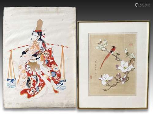 THREE ORIENTAL SIGNED PAINTED PANELS