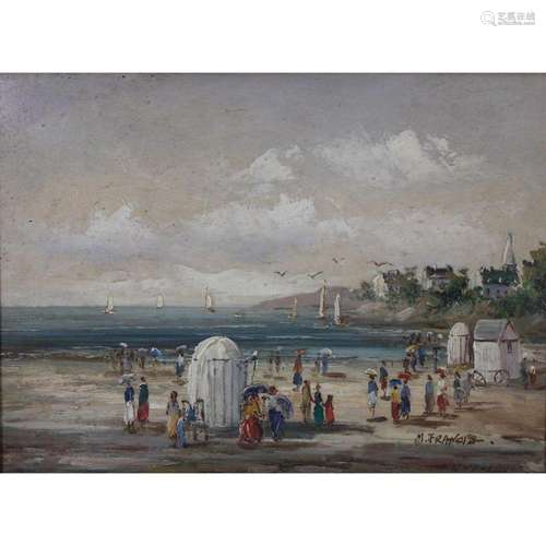 A. Franciz Signed Oil On Canvas Beach Scene.