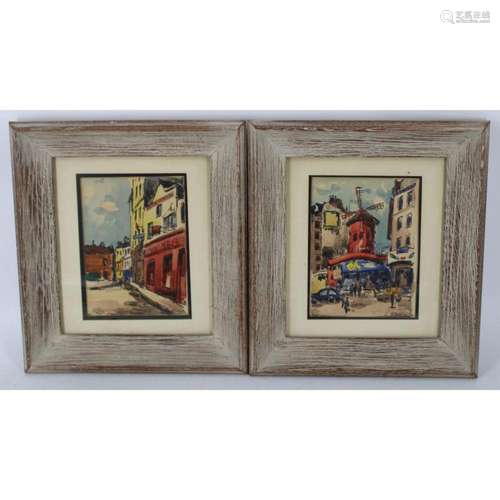 F. P. Duriez Signed Watercolors Paris Scenes.