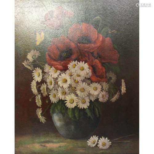 A. Margarvey Signed Oil On Board Floral Still Life