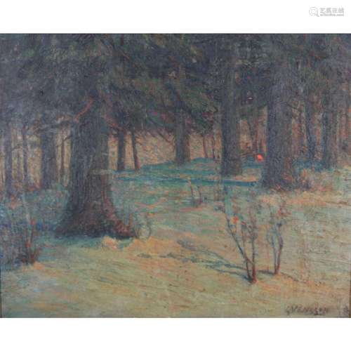 Svensson Signed Oil On Canvas Forest.