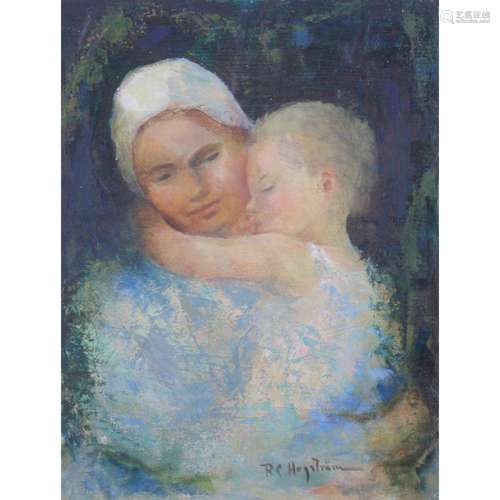 R.C. Hogshon Signed Oil On Board Mother & Child.