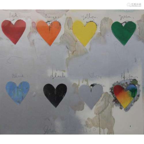 Jim Dine Signed Print Hearts.