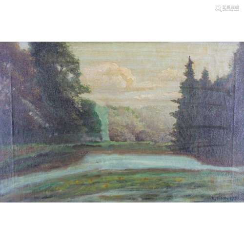 R. Thomas Signed Oil On Canvas Landscape.