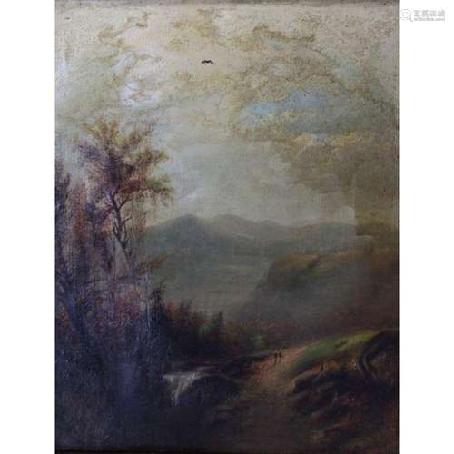 Illegibly Signed Oil On Canvas Hudson River Scene