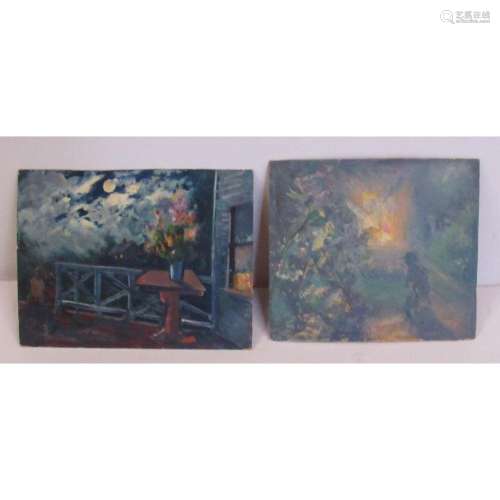 Aaron Berkman (NY 1900 - 1991) Two Paintings