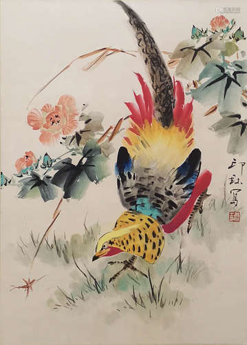 蕭朗花鳥錦雞圖