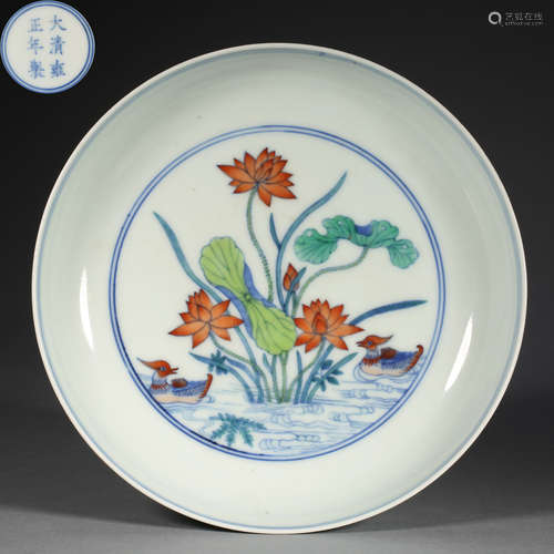 CHINESE DOUCAI PORCELAIN PLATE FROM THE QING DYNASTY