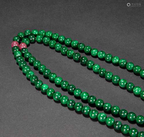 CHINESE JADE BUDDHA BEADS QING DYNASTY