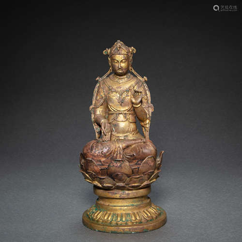 CHINESE BRONZE GILDING BUDDHA STATUE OF LIAO DYNASTY