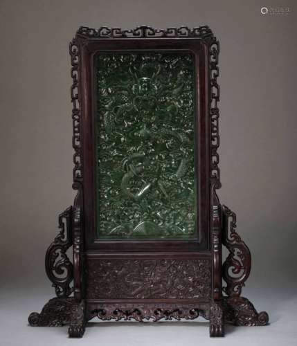 CHINESE HETIAN JASPER SCREEN IN THE QING DYNASTY