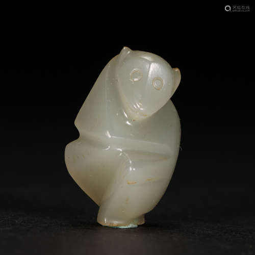 CHINESE HETIAN WHITE JADE MONKEY SONG DYNASTY