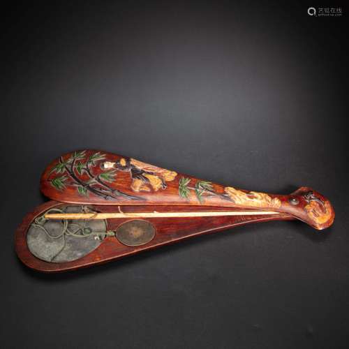 CHINESE HUANGHUA PEAR INLAID SCALES FROM THE QING DYNASTY