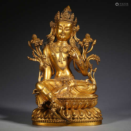 CHINESE BRONZE GILDING BUDDHA STATUE OF MING DYNASTY YONGLE ...