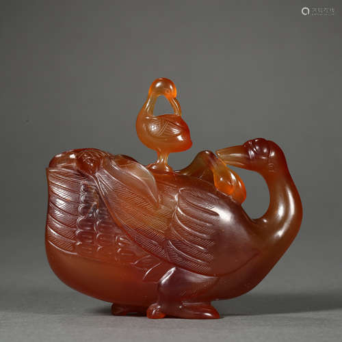 CHINESE AGATE SWAN LIAO DYNASTY