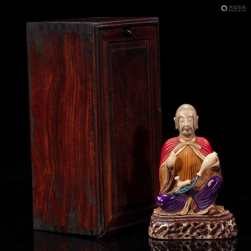 CHINESE SHOUSHAN STONE ARHAT STATUE IN QING DYNASTY