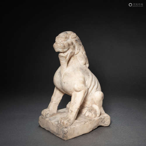 CHINESE HAN DYNASTY WHITE JADE STONE LION TANG DYNASTY